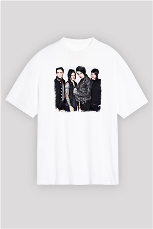 Falling In Reverse Baskılı Unisex Beyaz Oversize Tişört