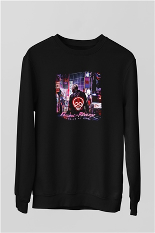 Falling In Reverse Baskılı Unisex Siyah Sweatshirt