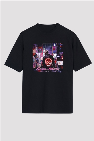 Falling In Reverse Baskılı Unisex Siyah Oversize Tişört