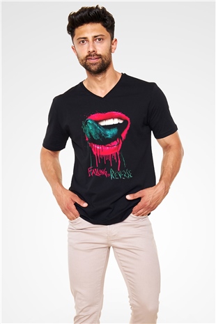 Falling In Reverse Siyah Unisex V Yaka Tişört T-Shirt