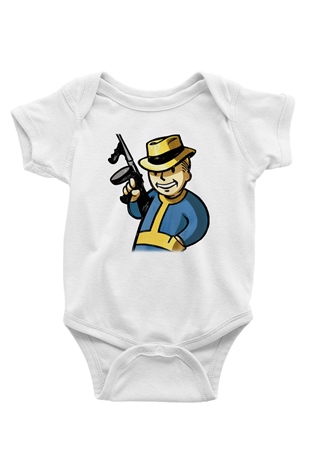 Fallout Baskılı Beyaz Unisex Bebek Body - Zıbın