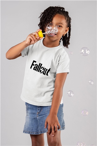 Fallout Baskılı Beyaz Unisex Çocuk Tişört