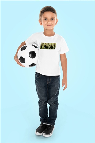 Fallout Baskılı Beyaz Unisex Çocuk Tişört