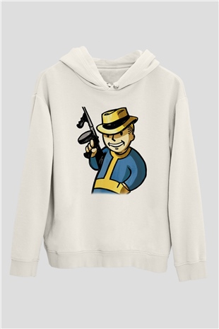 Fallout Beyaz Unisex Kapşonlu Sweatshirt