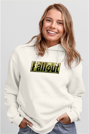 Fallout Beyaz Unisex Kapşonlu Sweatshirt