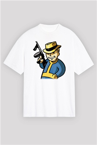 Fallout Beyaz Unisex Oversize Tişört T-Shirt