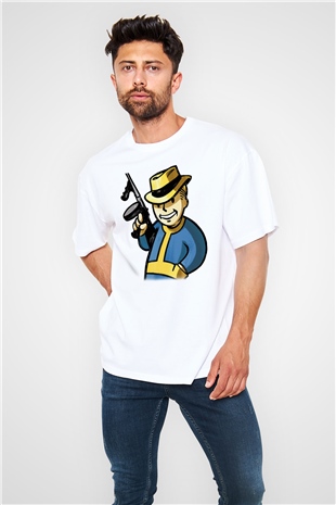 Fallout Beyaz Unisex Oversize Tişört T-Shirt