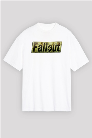 Fallout Beyaz Unisex Oversize Tişört T-Shirt