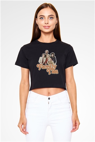 Family Ties Siyah   Crop Top Tişört