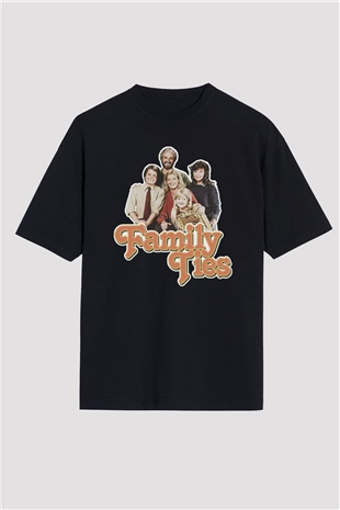 Family Ties Siyah Oversize Tişört
