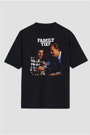 Family Ties Siyah Oversize Tişört