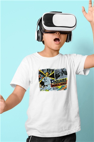 Fantomas Baskılı Unisex Beyaz Çocuk Tişört