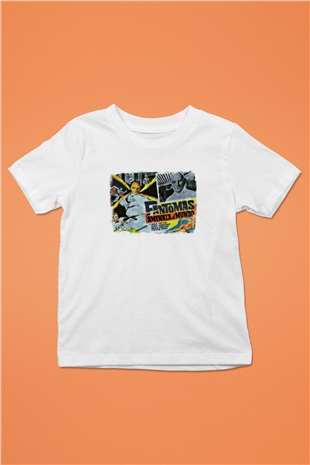 Fantomas Baskılı Unisex Beyaz Çocuk Tişört