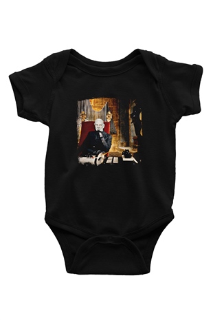 Fantomas Baskılı Unisex Siyah Bebek Body - Zıbın