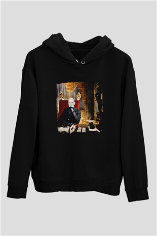 Fantomas Baskılı Unisex Siyah Hoodie