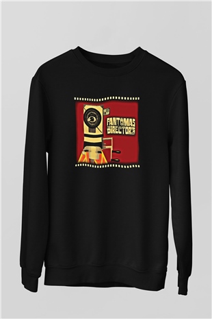 Fantomas Baskılı Unisex Siyah Sweatshirt