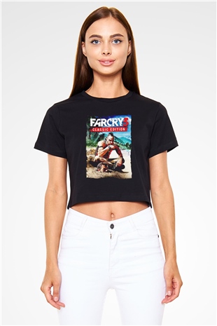 Far Cry Siyah  Crop Top Tişört