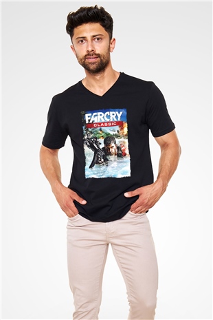 Far Cry Siyah Unisex V Yaka Tişört