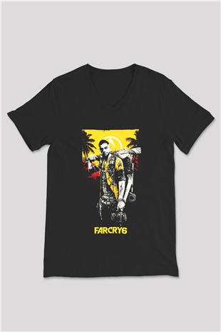 Far Cry Siyah Unisex V Yaka Tişört