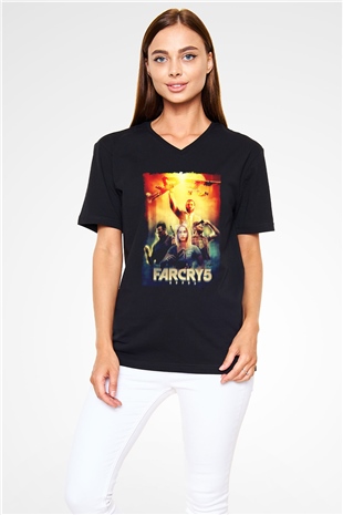 Far Cry Siyah Unisex V Yaka Tişört