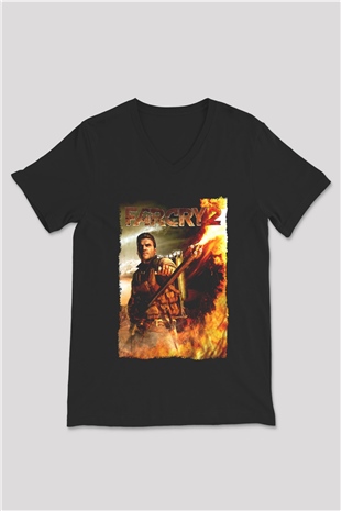 Far Cry Siyah Unisex V Yaka Tişört