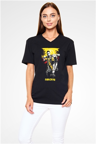 Far Cry Siyah Unisex V Yaka Tişört