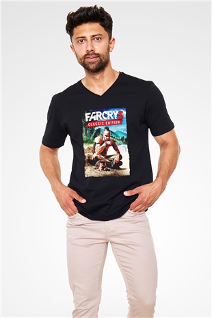 Far Cry Siyah Unisex V Yaka Tişört