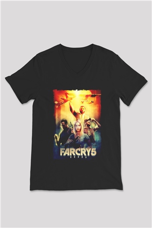 Far Cry Siyah Unisex V Yaka Tişört