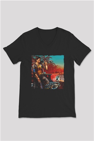 Far Cry Siyah Unisex V Yaka Tişört