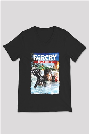 Far Cry Siyah Unisex V Yaka Tişört