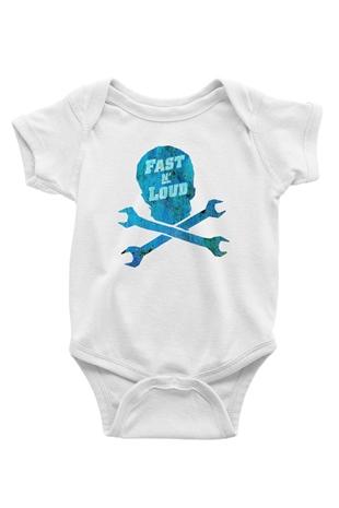 Fast N Loud Baskılı Beyaz Unisex Bebek Body - Zıbın