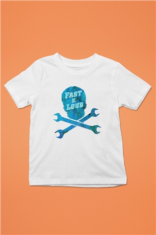 Fast N Loud Baskılı Beyaz Unisex Çocuk Tişört