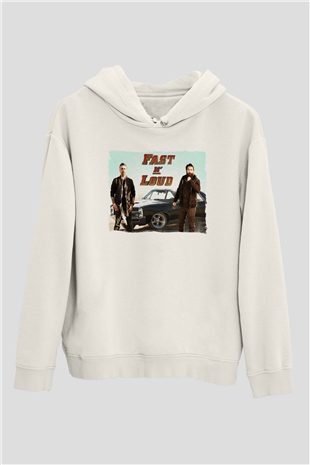 Fast N Loud Beyaz Unisex Hoodie