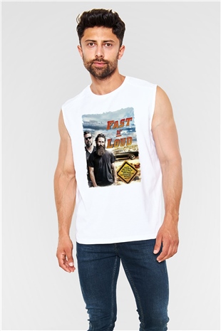 Fast N Loud Beyaz Unisex Kolsuz Tişört