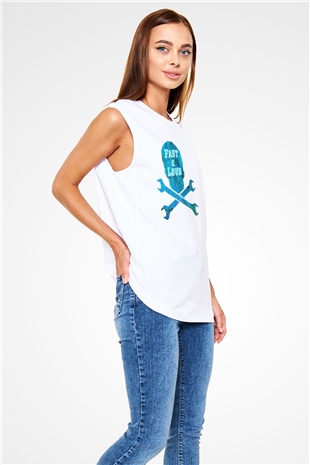 Fast N Loud Beyaz Unisex Kolsuz Tişört