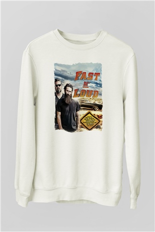Fast N Loud Beyaz Unisex Sweatshirt