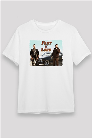 Fast N Loud Beyaz Unisex Tişört T-Shirt