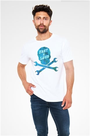 Fast N Loud Beyaz Unisex Tişört T-Shirt