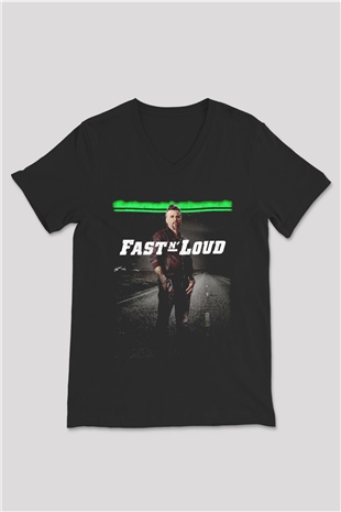 Fast N Loud Siyah Unisex V Yaka Tişört