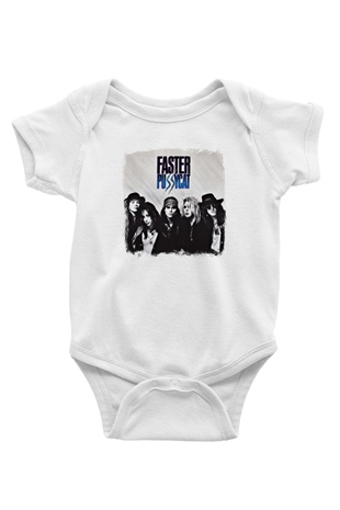 Faster Pussycat Baskılı Unisex Beyaz Bebek Body - Zıbın