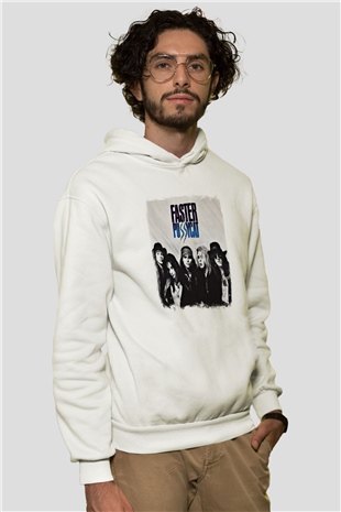 Faster Pussycat Baskılı Unisex Beyaz Hoodie