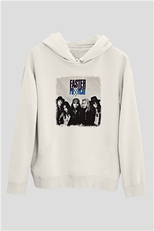 Faster Pussycat Baskılı Unisex Beyaz Hoodie