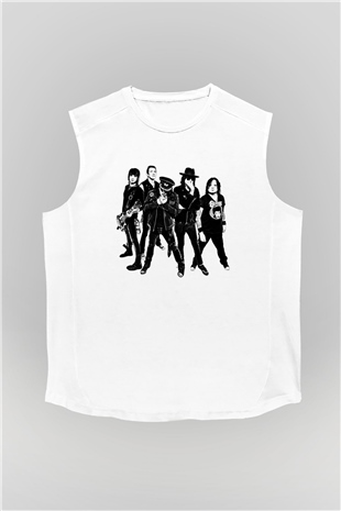 Faster Pussycat Baskılı Unisex Beyaz Kolsuz Tişört