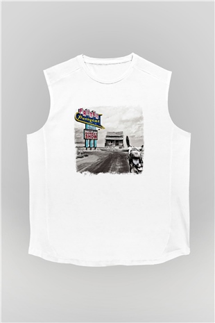 Faster Pussycat Baskılı Unisex Beyaz Kolsuz Tişört