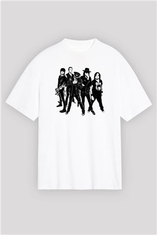 Faster Pussycat Baskılı Unisex Beyaz Oversize Tişört