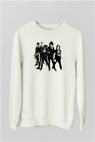 Faster Pussycat Baskılı Unisex Beyaz Sweatshirt