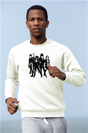 Faster Pussycat Baskılı Unisex Beyaz Sweatshirt
