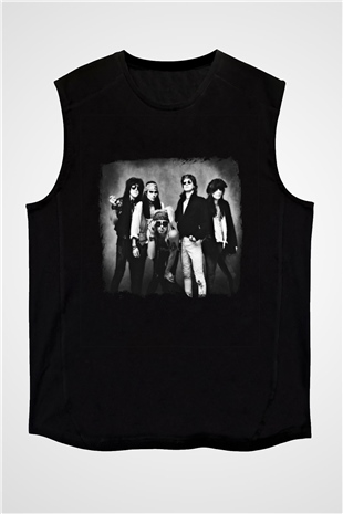 Faster Pussycat Baskılı Unisex Siyah Kolsuz Tişört