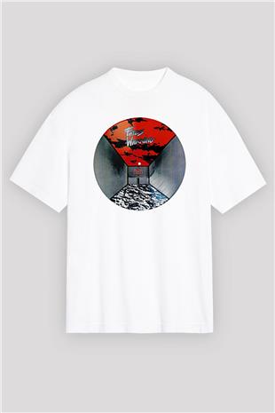 Fates Warning Baskılı Beyaz Unisex Oversize Tişört - Tshirt
