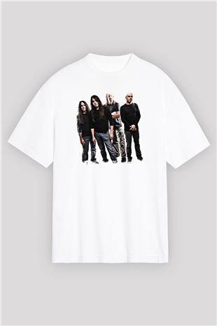 Fates Warning Baskılı Unisex Beyaz Oversize Tişört